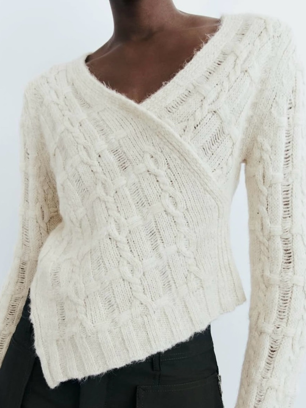 Zara Asymmetric Cropped Knit Sweater